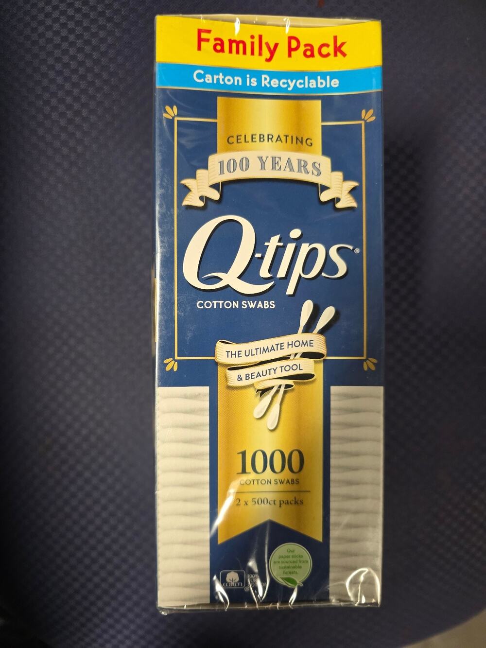 2X500 Q-tips, Cotton Swabs, Family Pack, 2 Pack, 500 Swabs Each